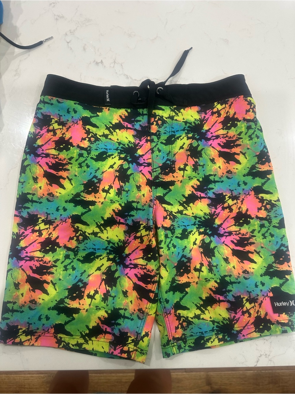 Hurley Neon Tie-Dye Swim Shorts in Green, Yellow, Pink, Blue and Black